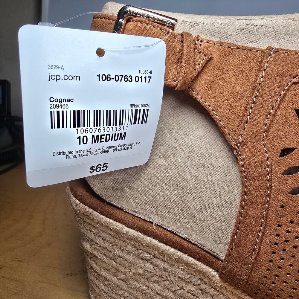 NEW Liz Claiborne LC Hanalei Cognac Womens Brown Wedge Heel Suede  Sz 10 - Picture 6 of 9